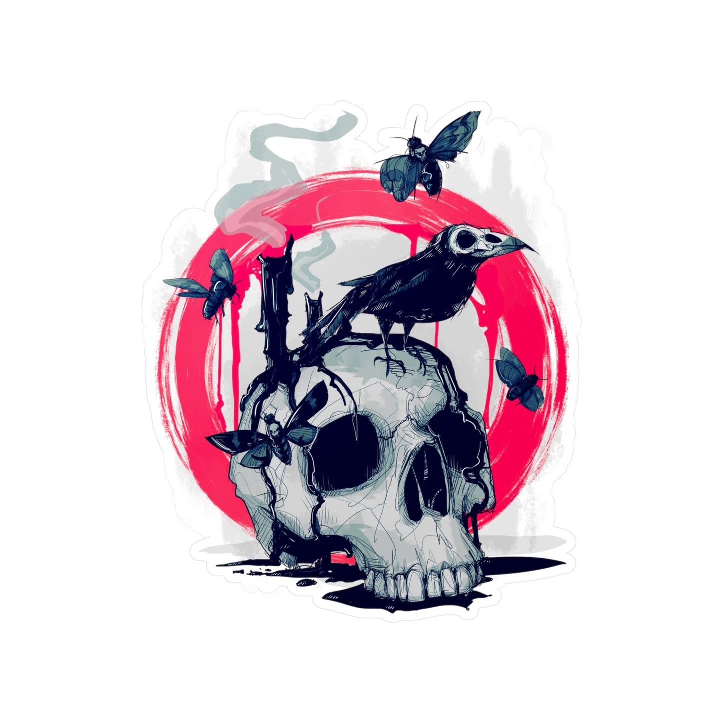 Skull Crow II Kiss-Cut Vinyl Decal