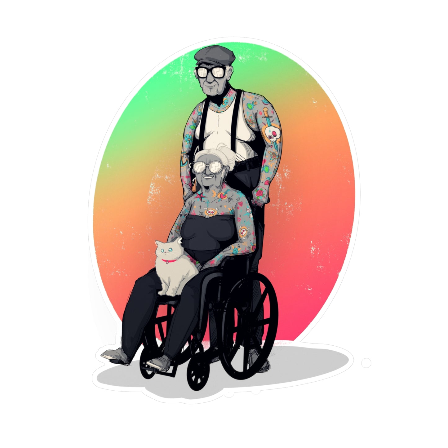 Inked & Elderly Kiss-Cut Vinyl Decal