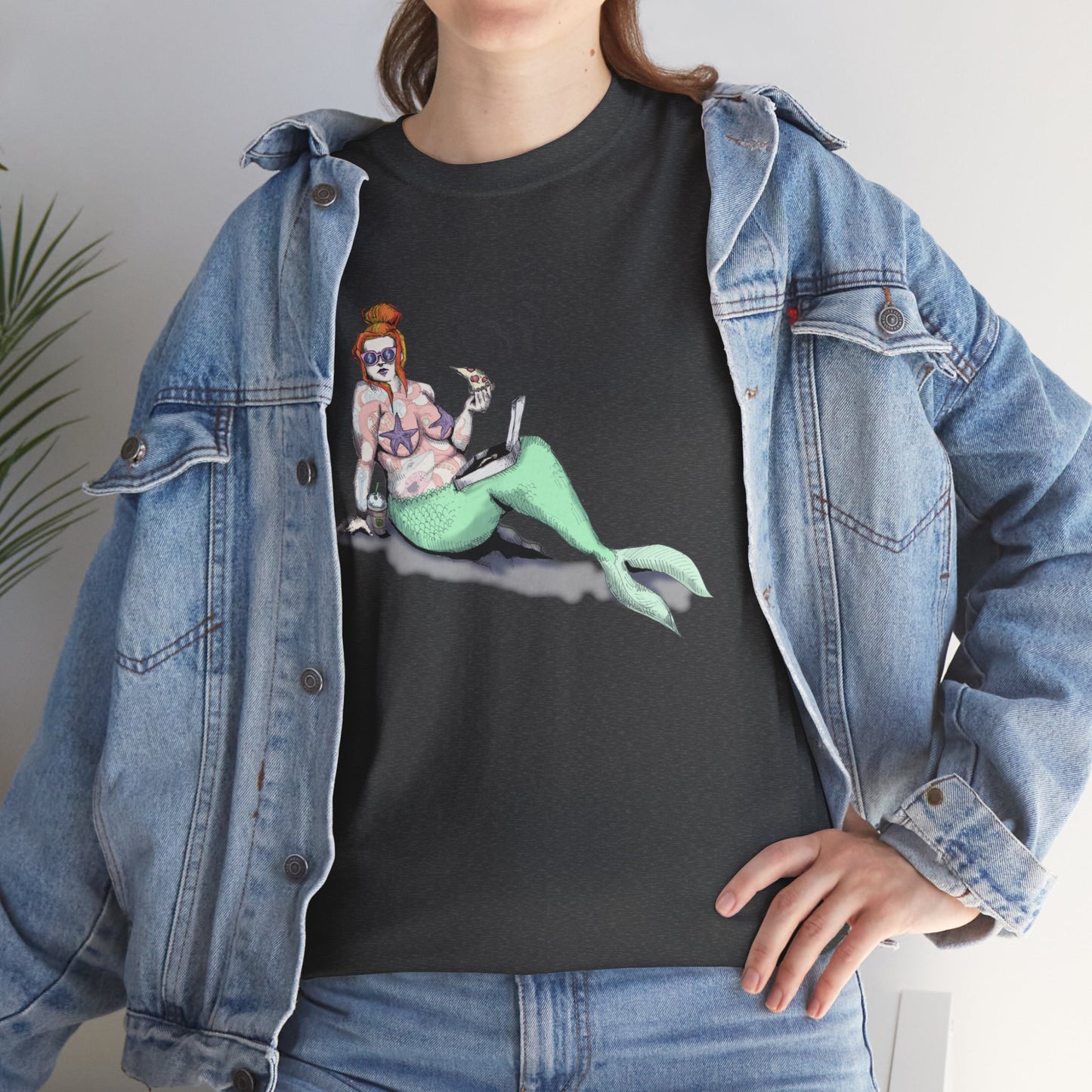 Pizza Mermaid Unisex Heavy Cotton Tee