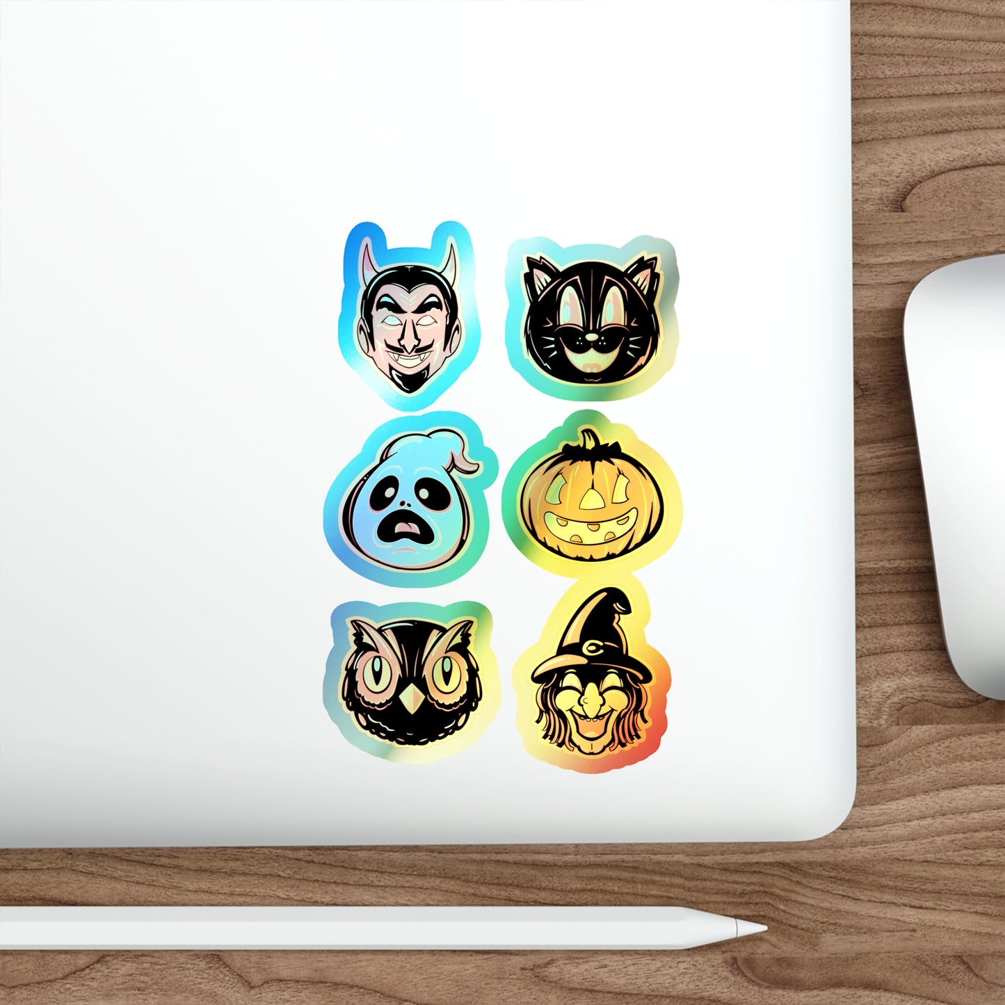 Retro Halloween Holographic Die-cut Stickers
