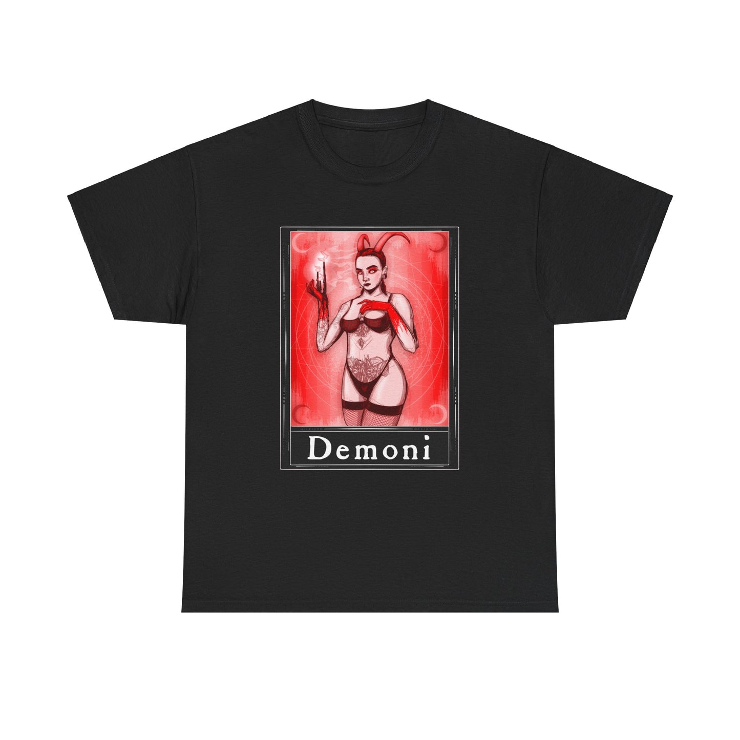 Demoni Tarot (Front & Back Print) Unisex Heavy Cotton Tee