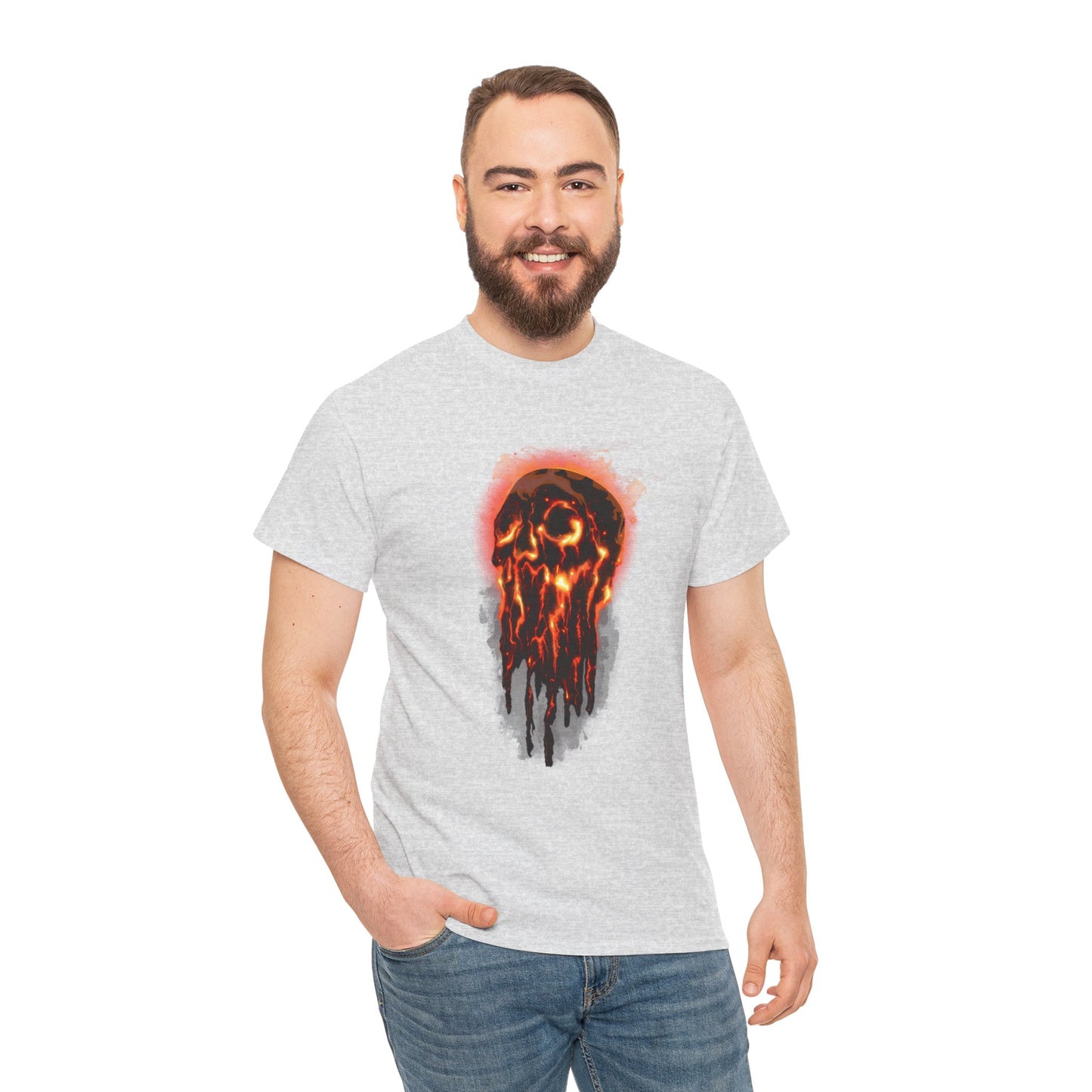 Elemental Skull Fire Unisex Heavy Cotton Tee