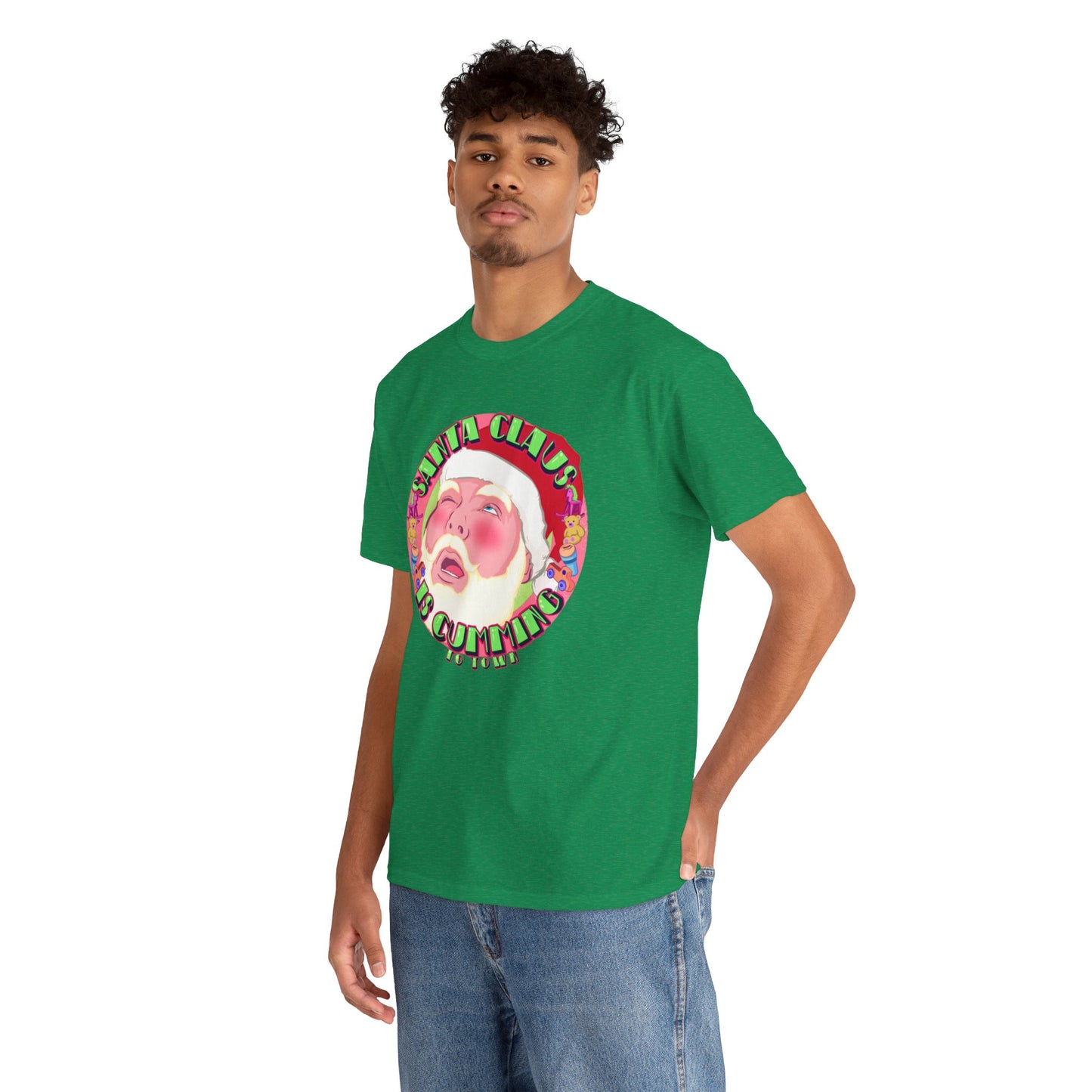 Santa Is Cumming Unisex Heavy Cotton Tee