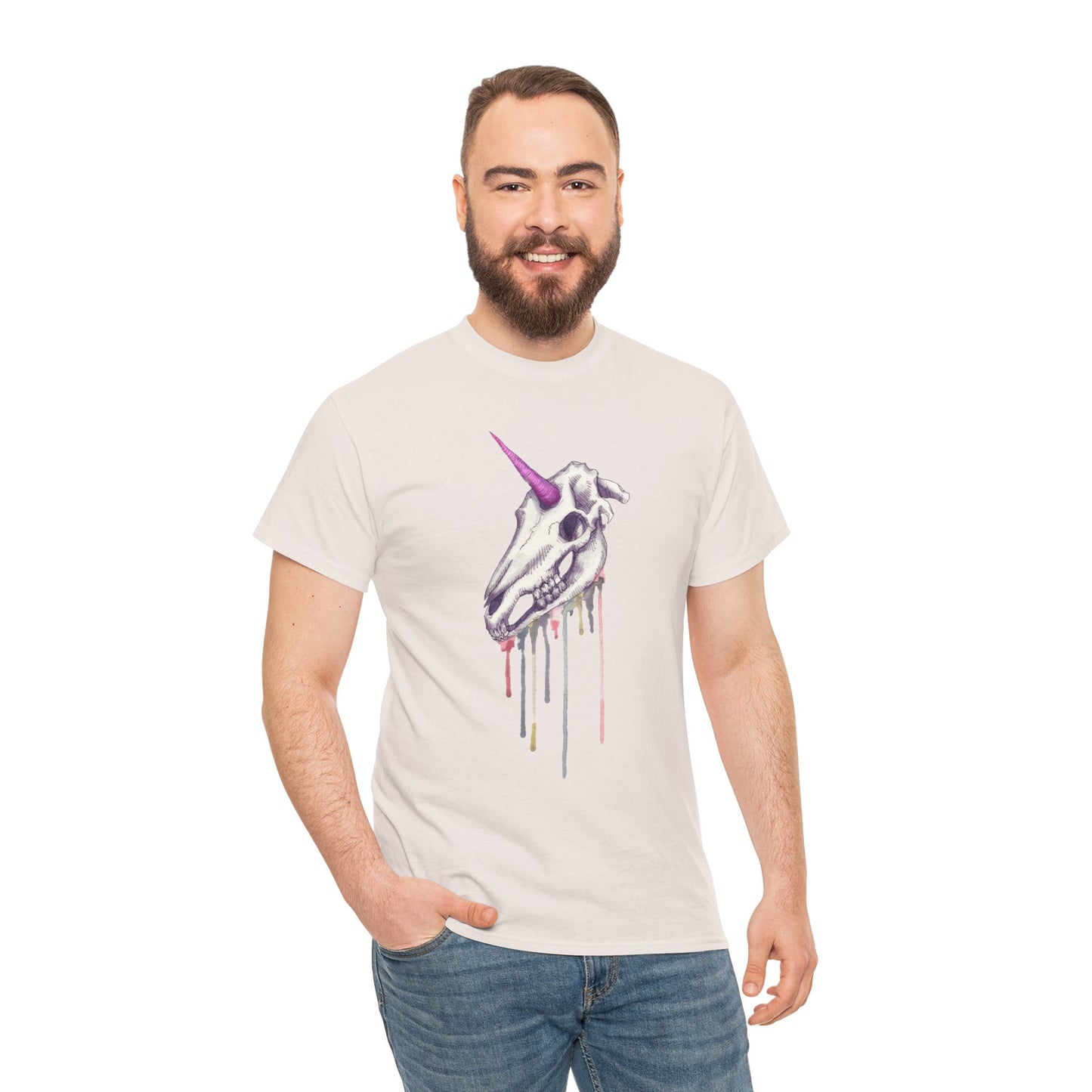 Unicorn Skull Unisex Heavy Cotton Tee