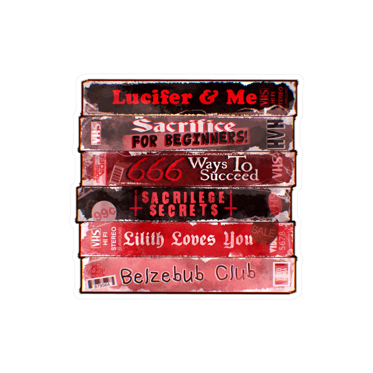 Satanic VHS Kiss-Cut Vinyl Decal