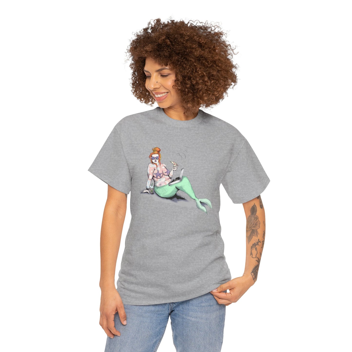 Pizza Mermaid Unisex Heavy Cotton Tee