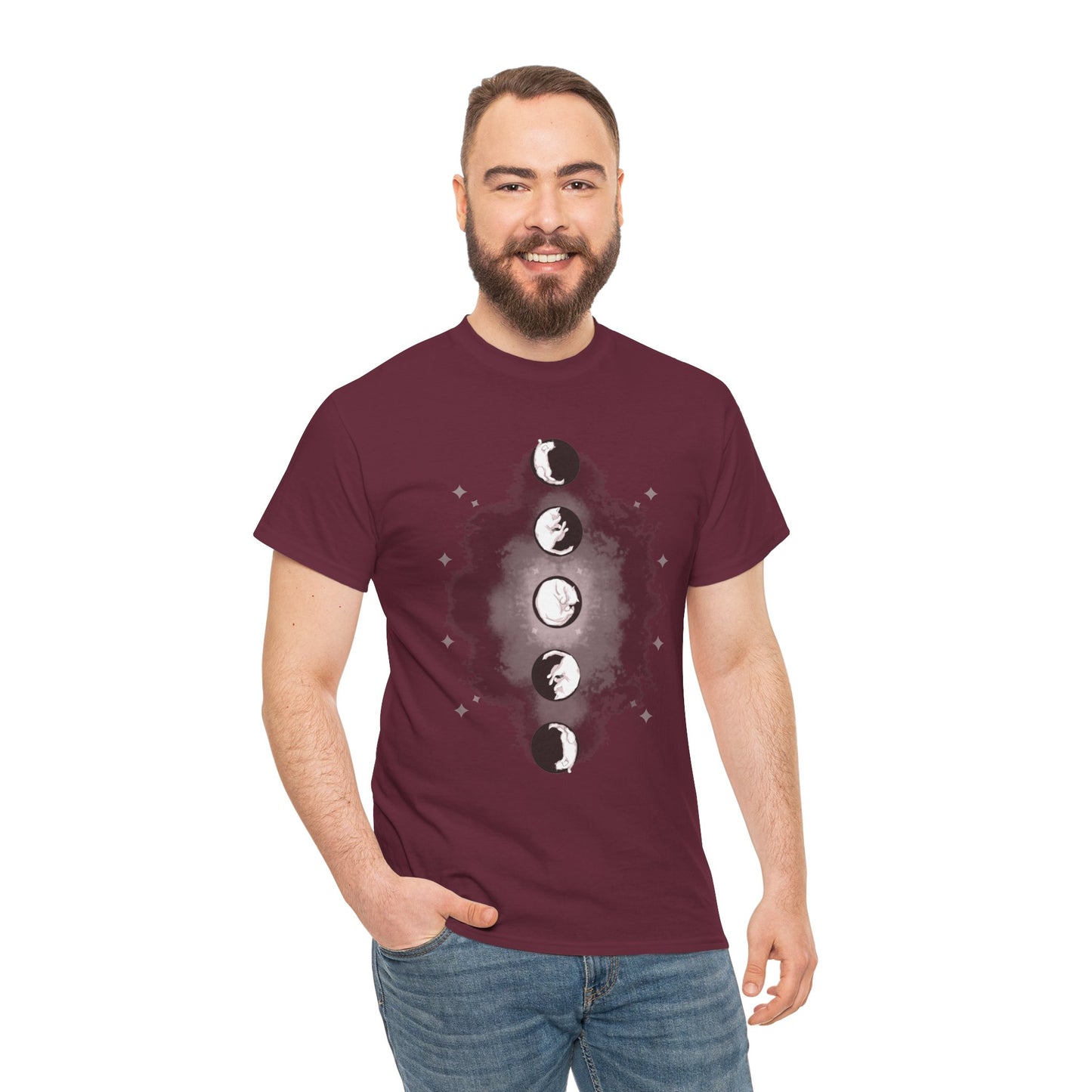 Cat Phases Unisex Heavy Cotton Tee