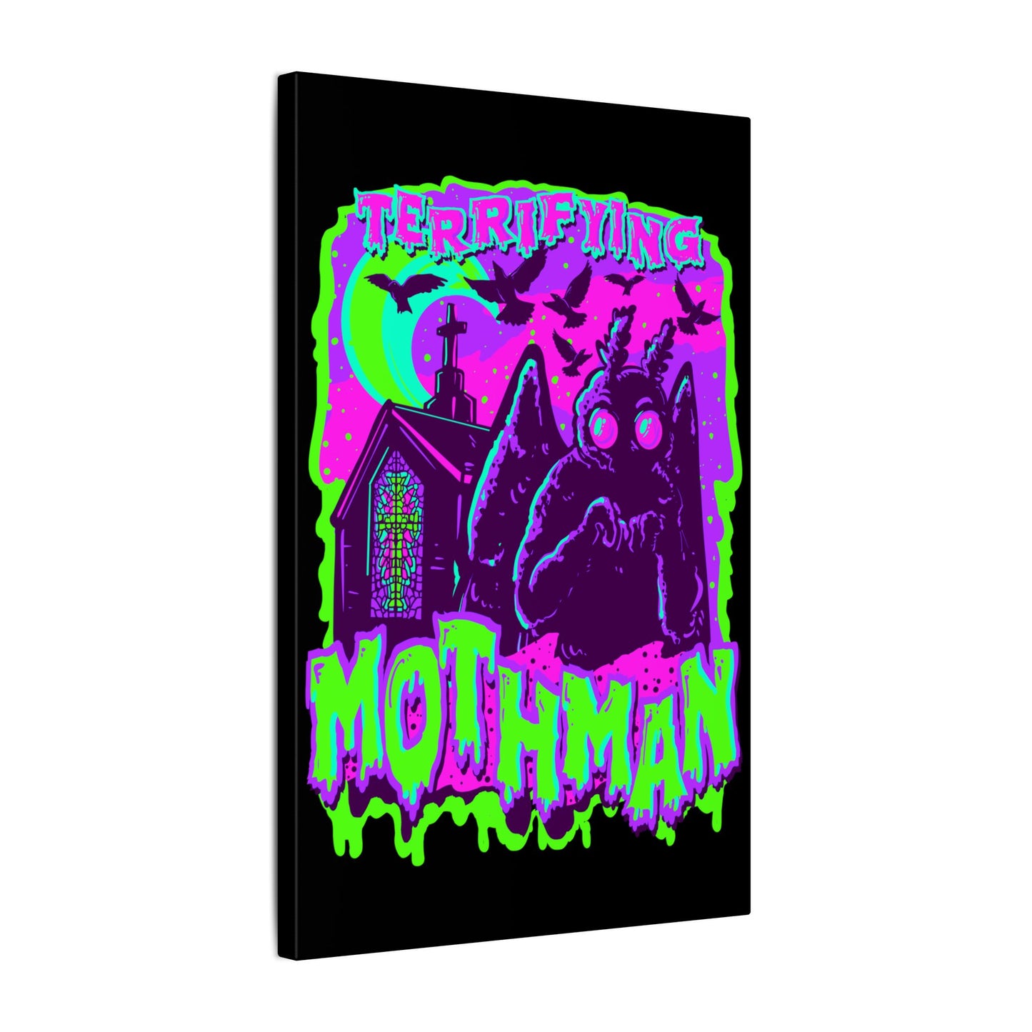 Terrifying Mothman Matte Canvas Stretched