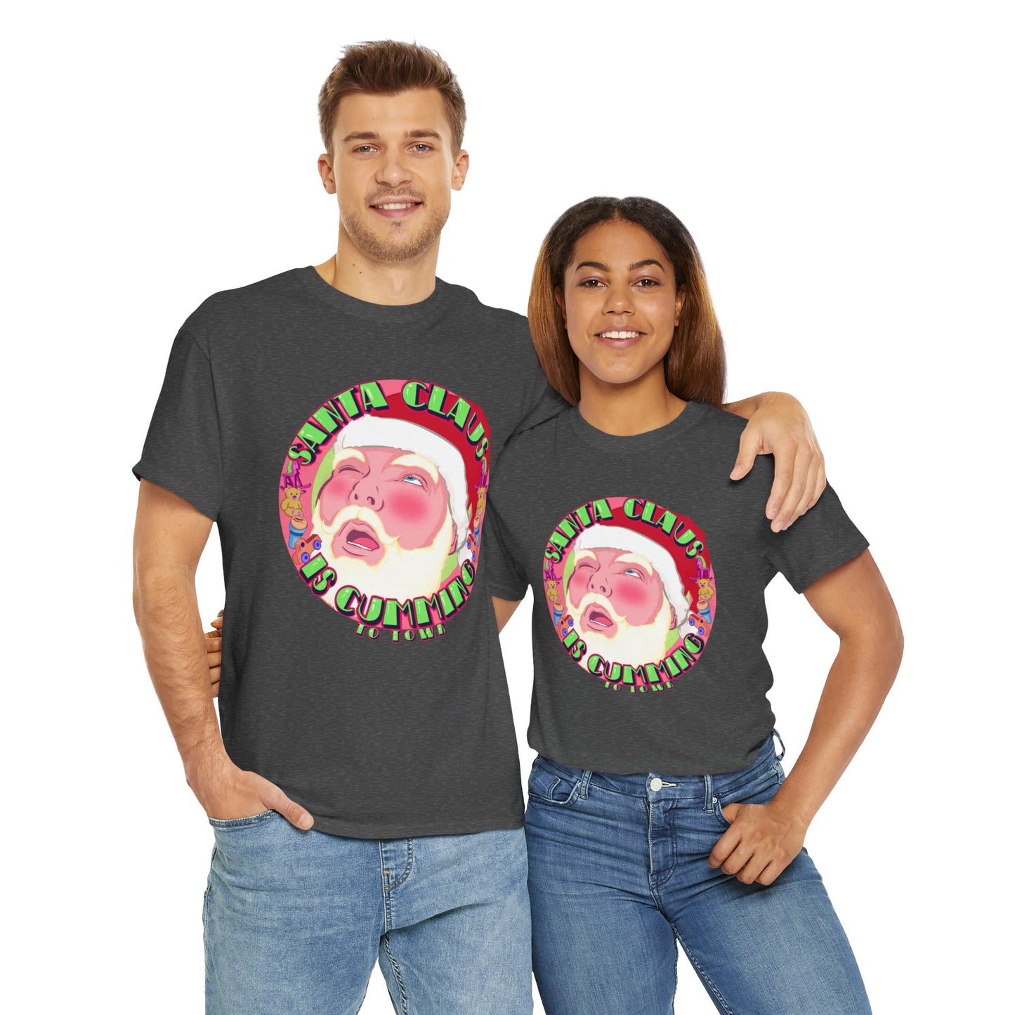 Santa Is Cumming Unisex Heavy Cotton Tee