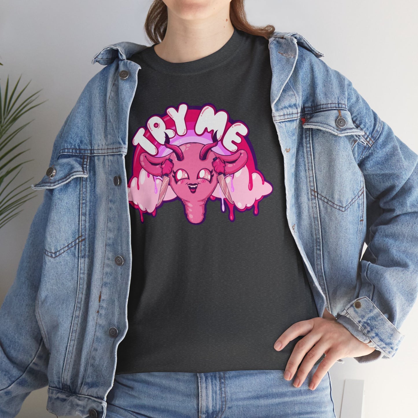 Try Me Uterus Unisex Heavy Cotton Tee