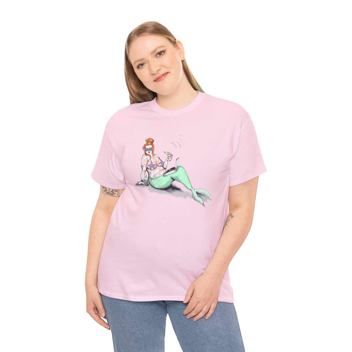Pizza Mermaid Unisex Heavy Cotton Tee