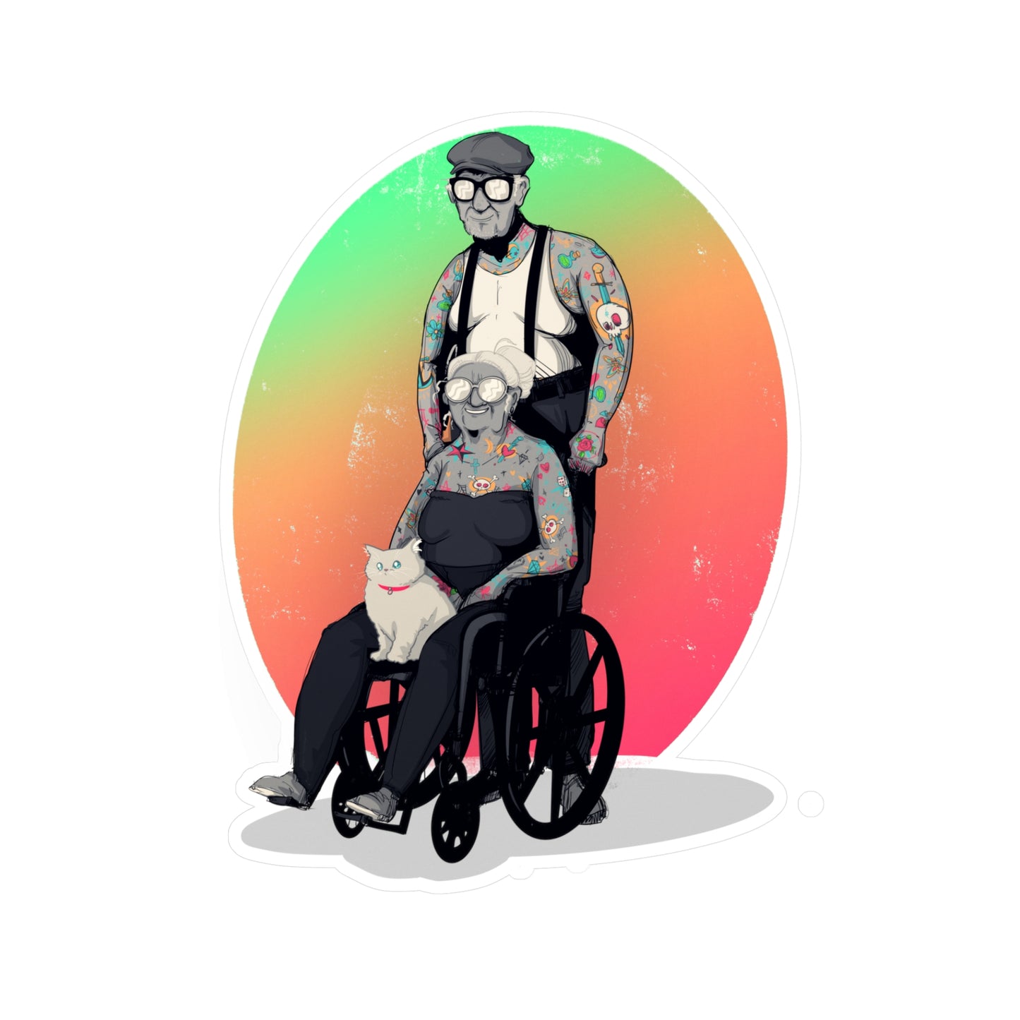 Inked & Elderly Kiss-Cut Vinyl Decal