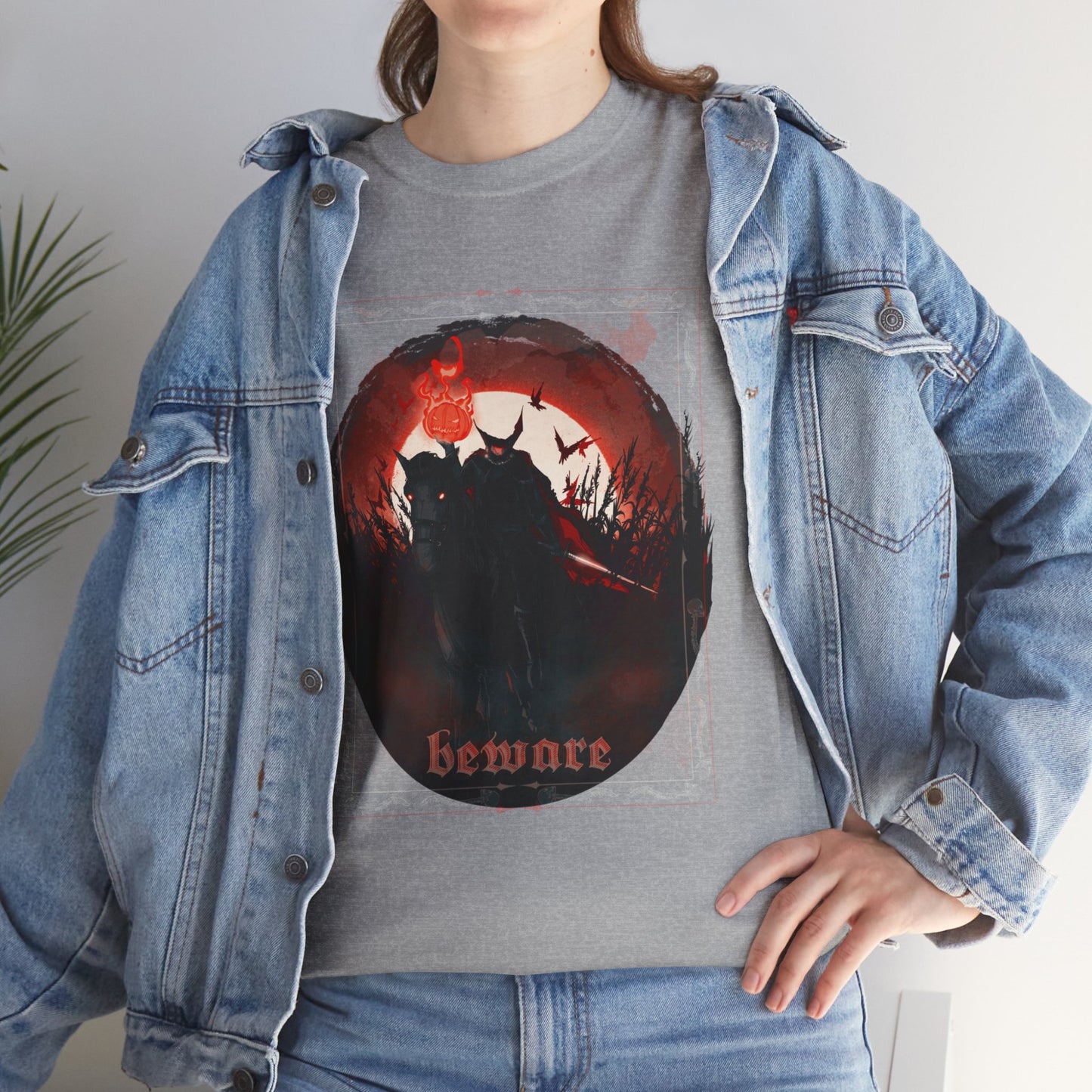 Beware The Headless Horseman Unisex Heavy Cotton Tee