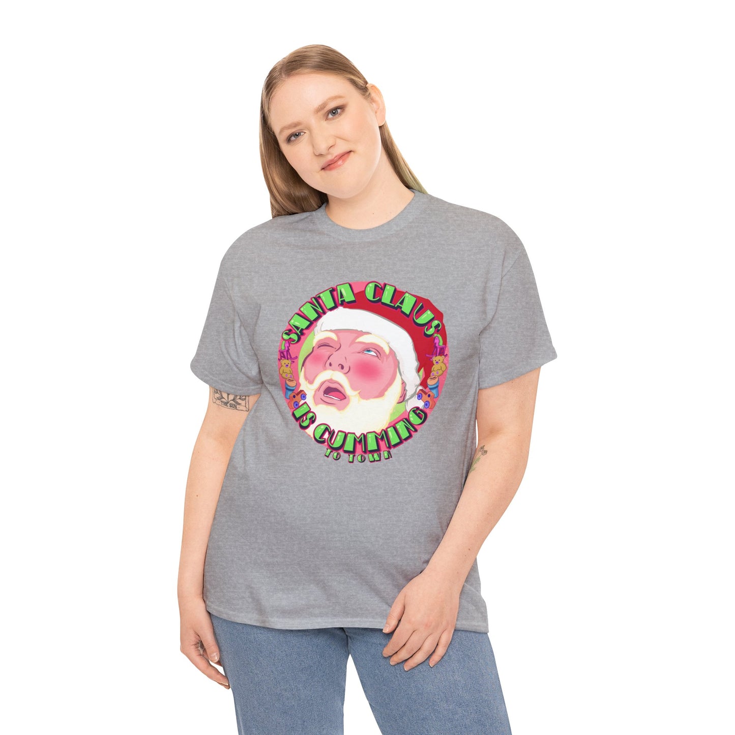 Santa Is Cumming Unisex Heavy Cotton Tee