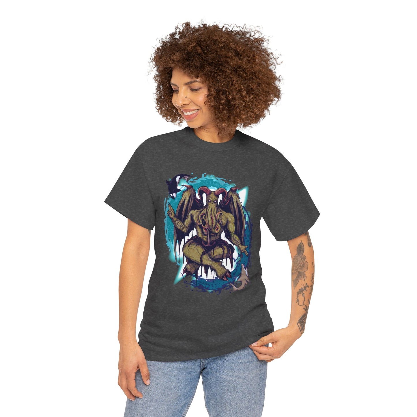 Baphomet Cthulhu Unisex Heavy Cotton Tee
