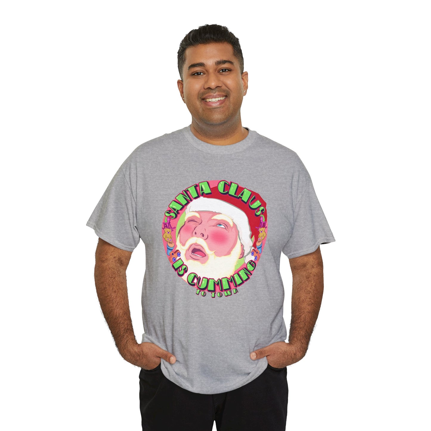 Santa Is Cumming Unisex Heavy Cotton Tee