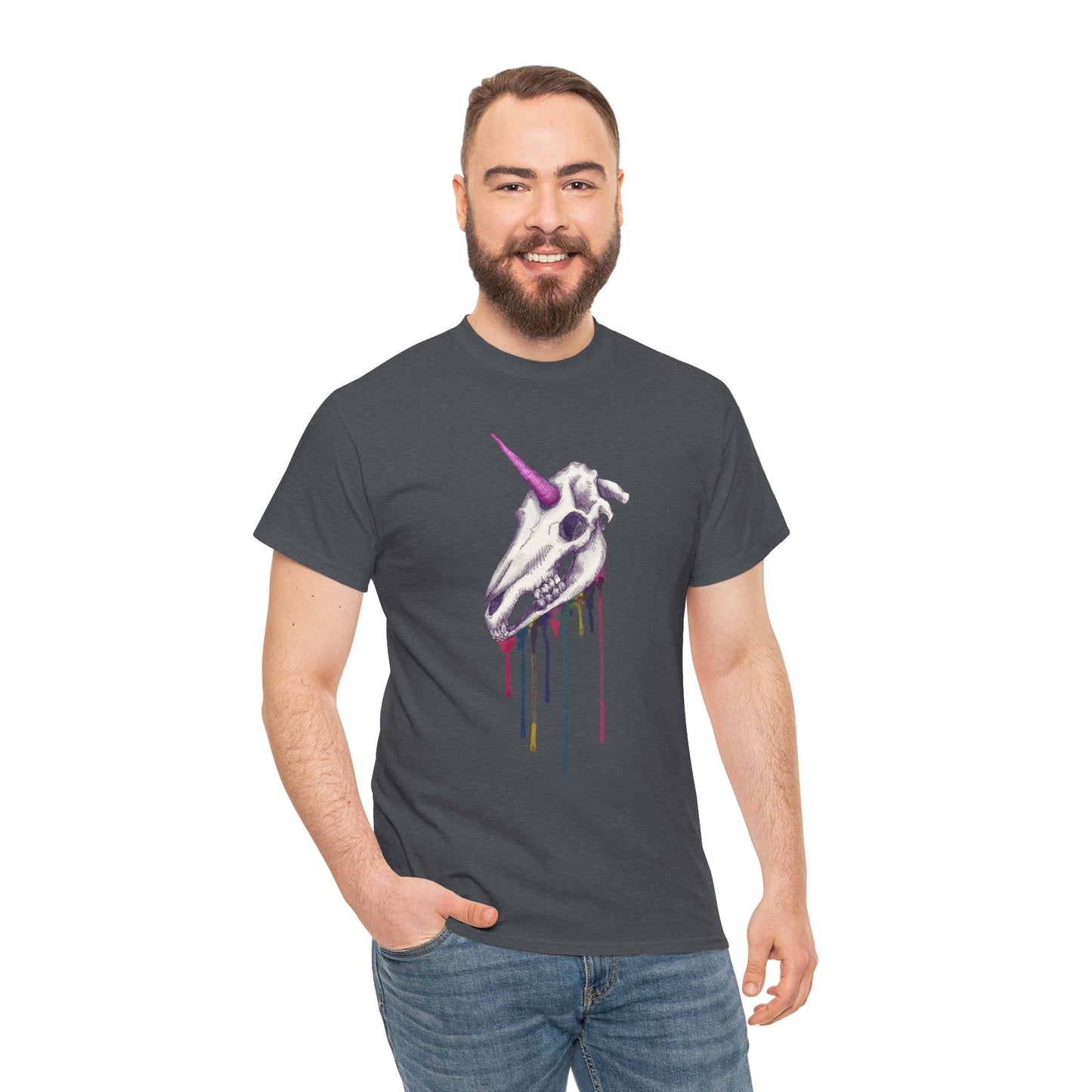 Unicorn Skull Unisex Heavy Cotton Tee