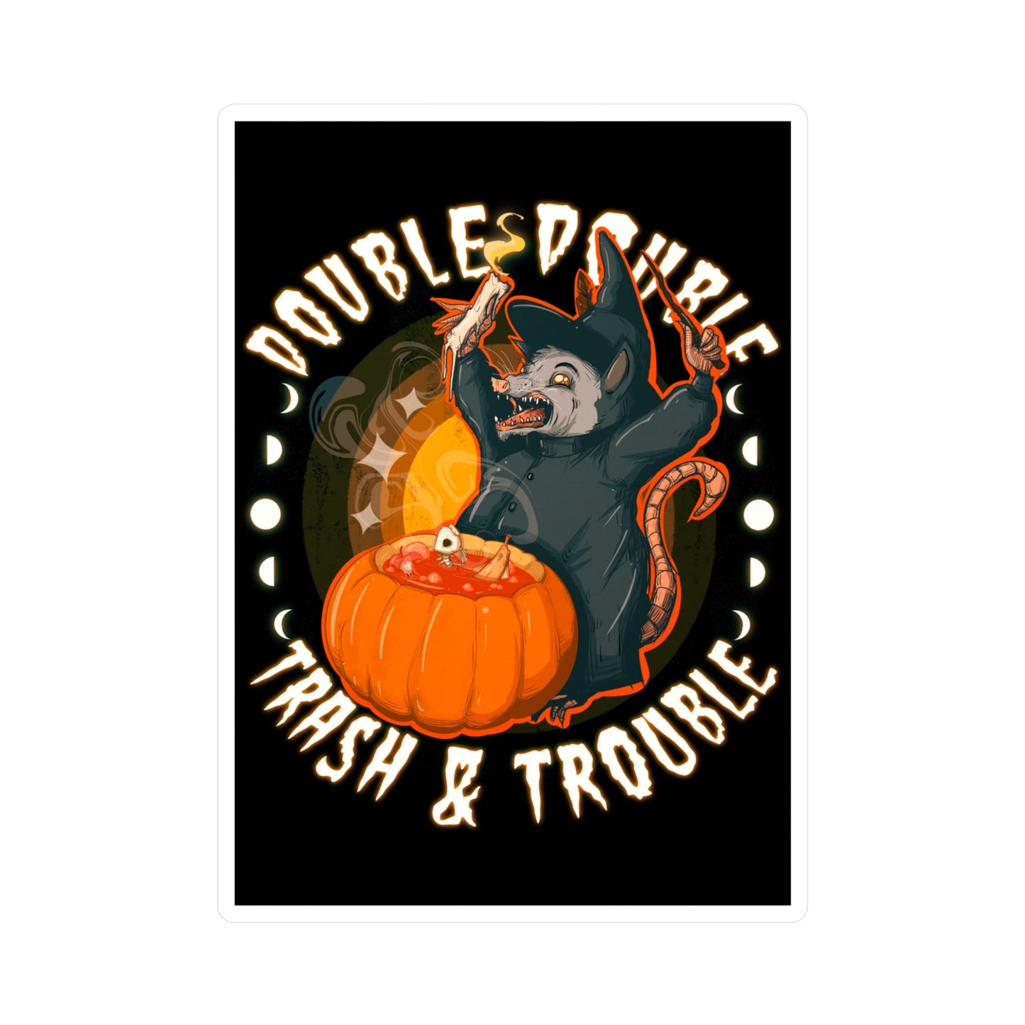 Opossum Witch Kiss-Cut Vinyl Decal