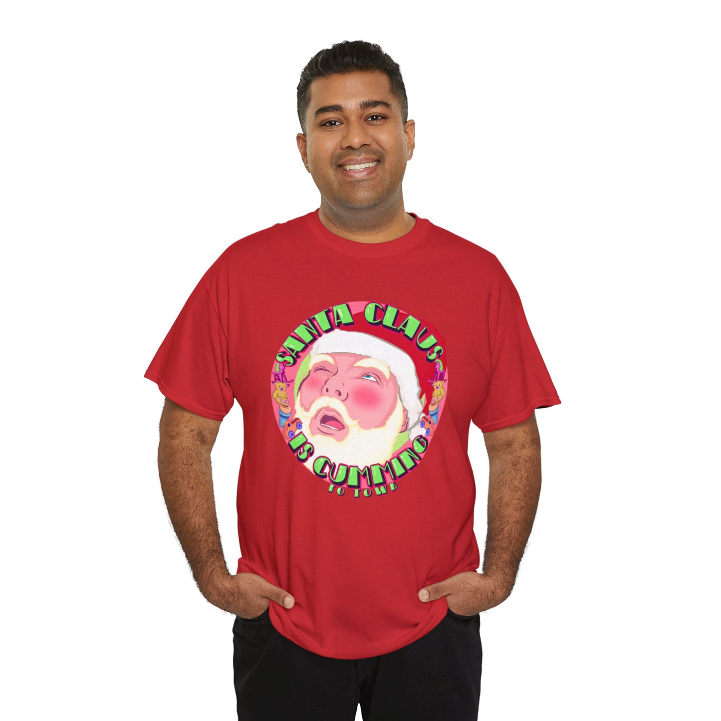 Santa Is Cumming Unisex Heavy Cotton Tee