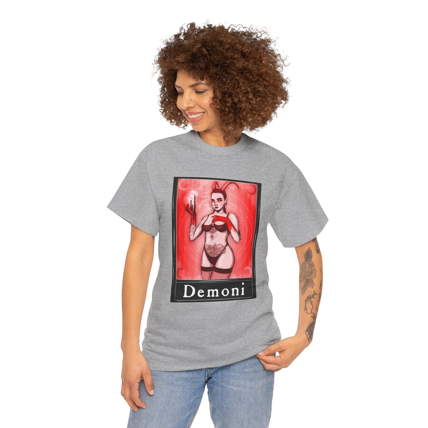 Demoni Tarot (Front & Back Print) Unisex Heavy Cotton Tee