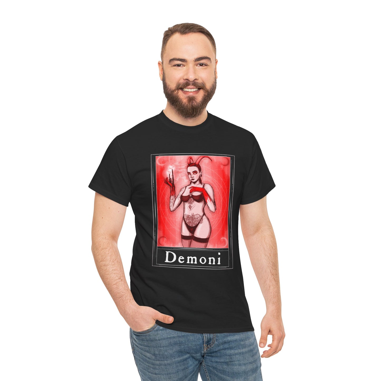 Demoni Tarot (Front & Back Print) Unisex Heavy Cotton Tee