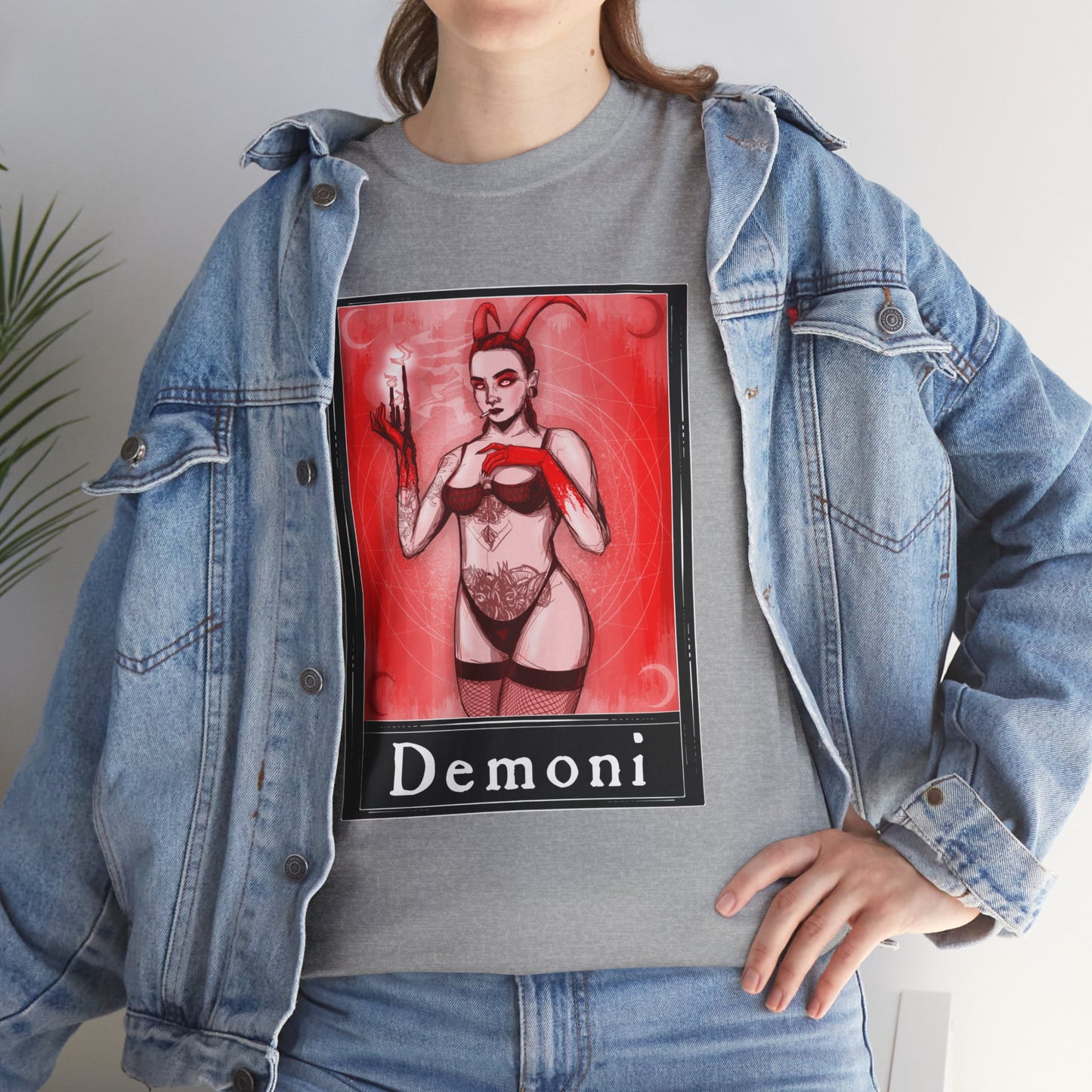 Demoni Tarot (Front & Back Print) Unisex Heavy Cotton Tee