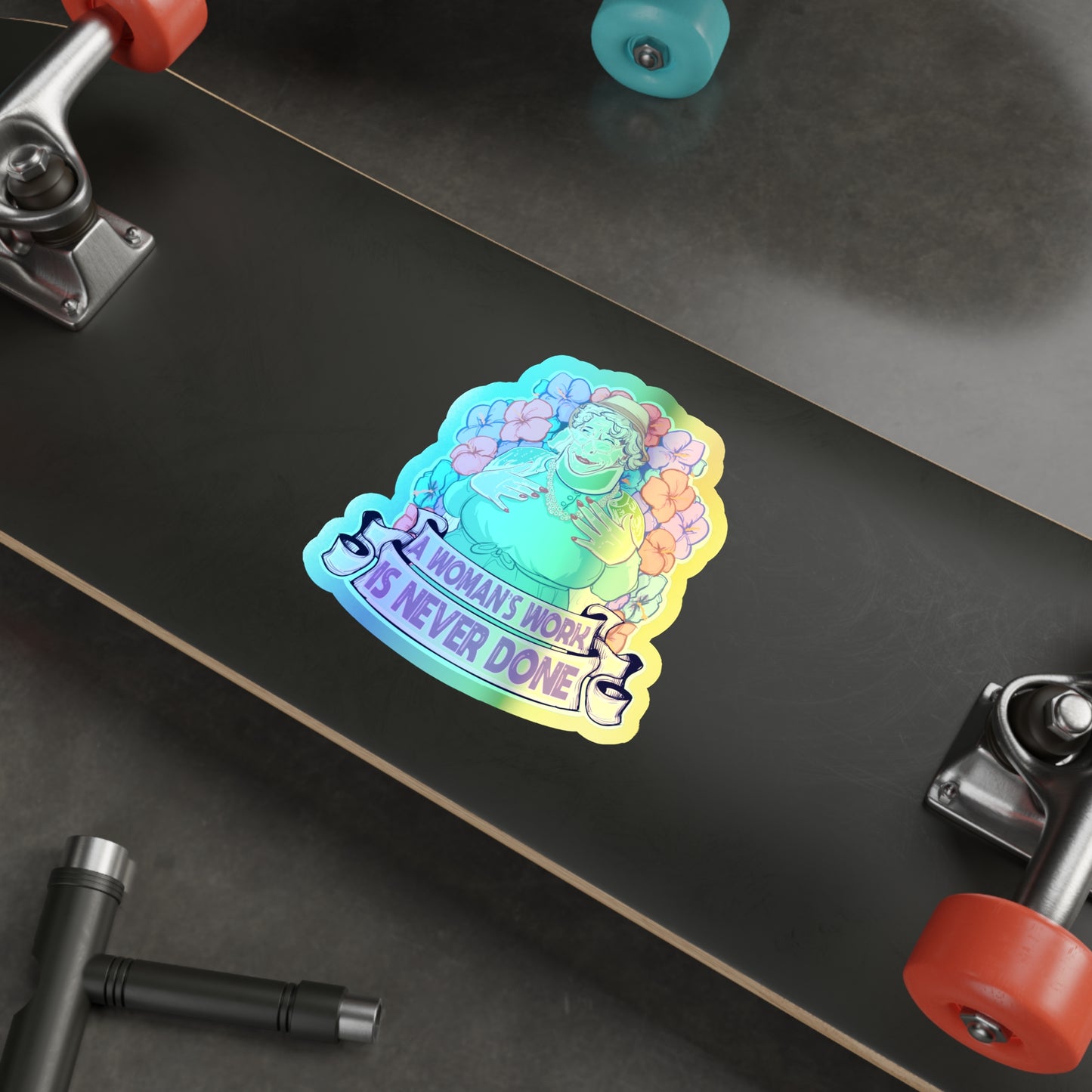 Auntie Nelda Holographic Die-cut Stickers