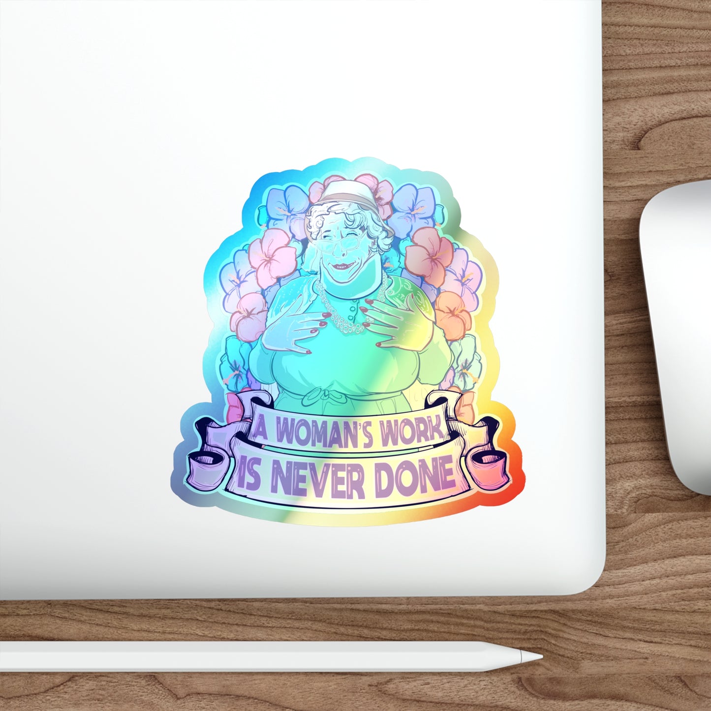 Auntie Nelda Holographic Die-cut Stickers