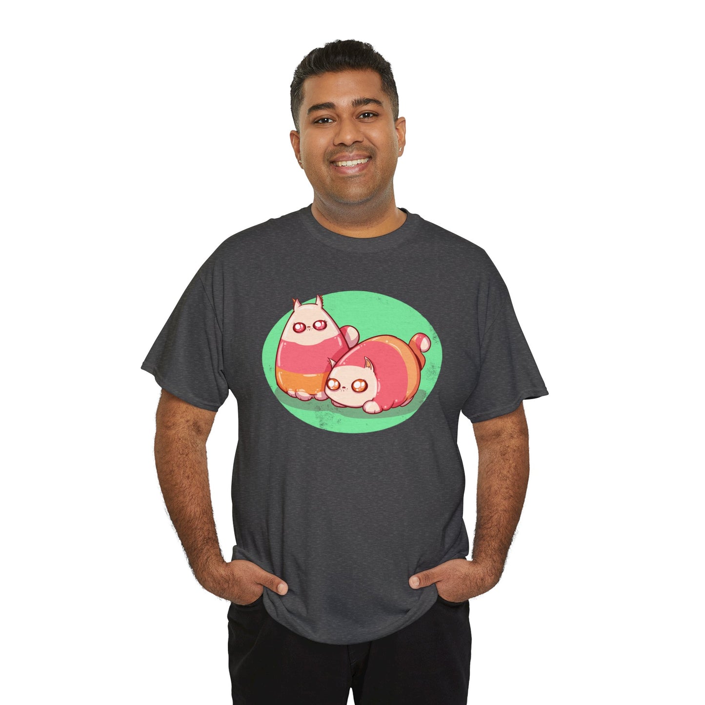 Candy Corn Cats Unisex Heavy Cotton Tee