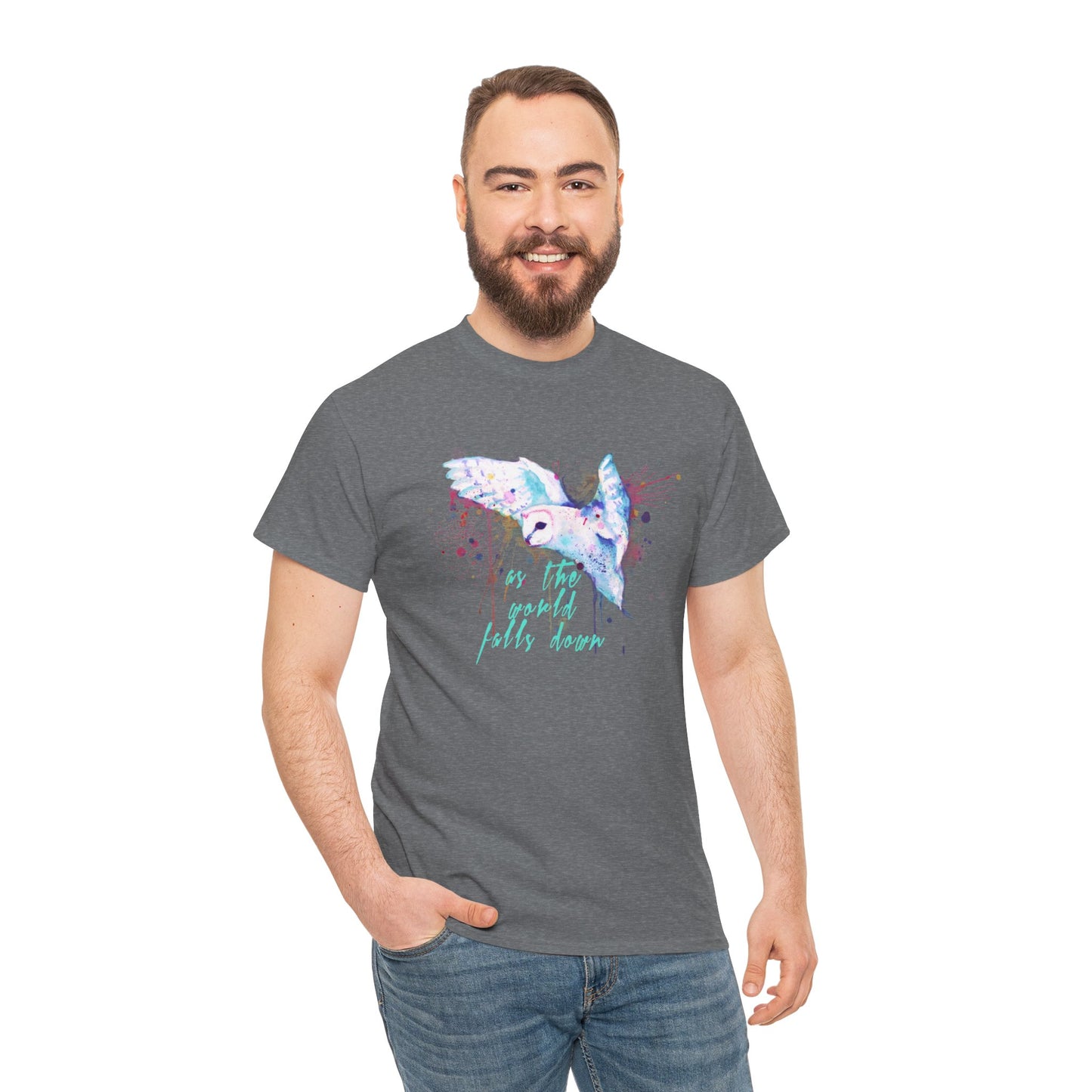 Rainbow Barn Owl (Goblin Variant) Unisex Heavy Cotton Tee
