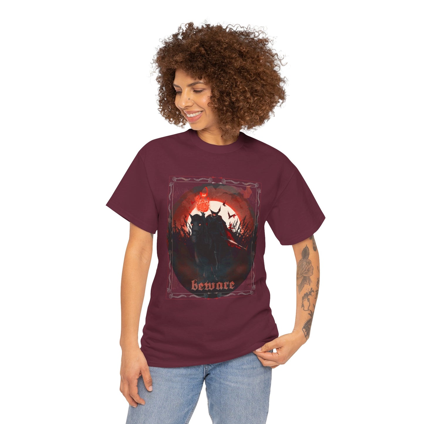 Beware The Headless Horseman Unisex Heavy Cotton Tee