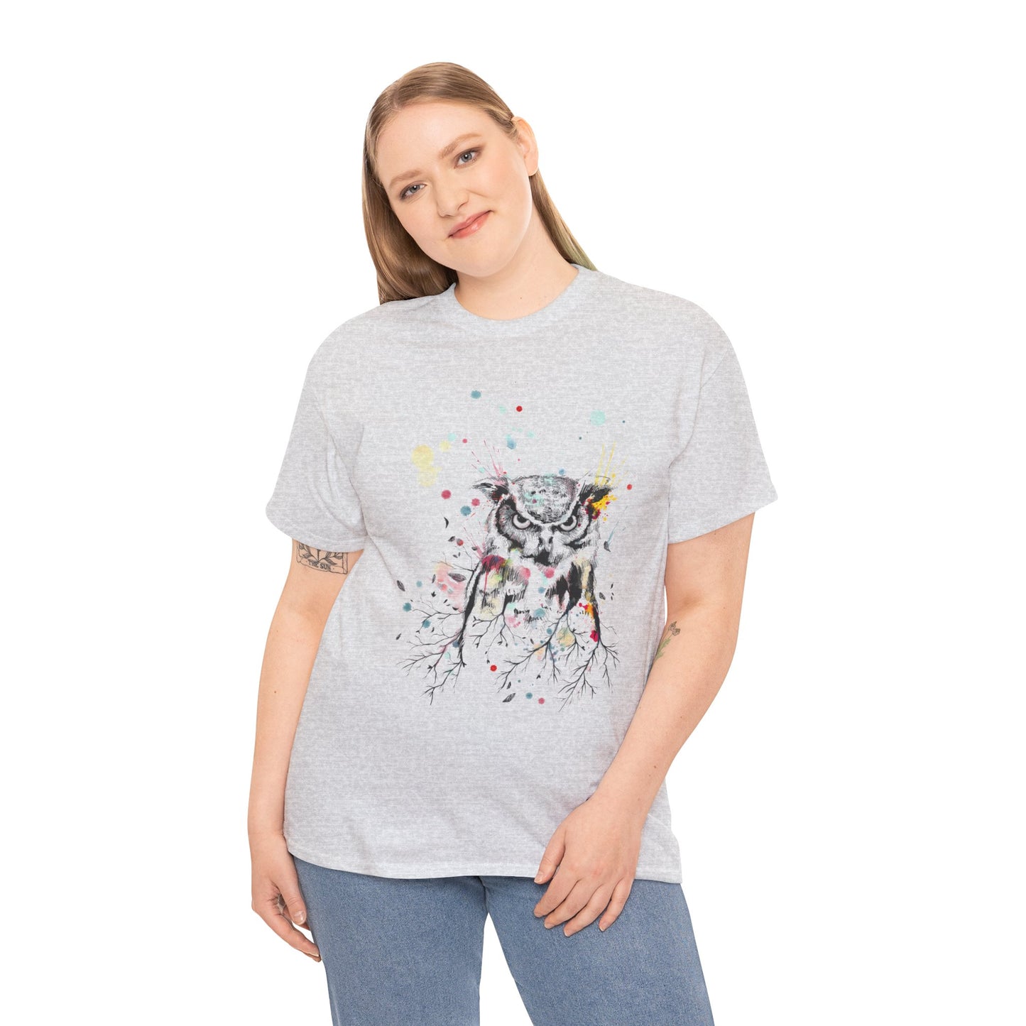 Owl Watercolor Unisex Heavy Cotton Tee