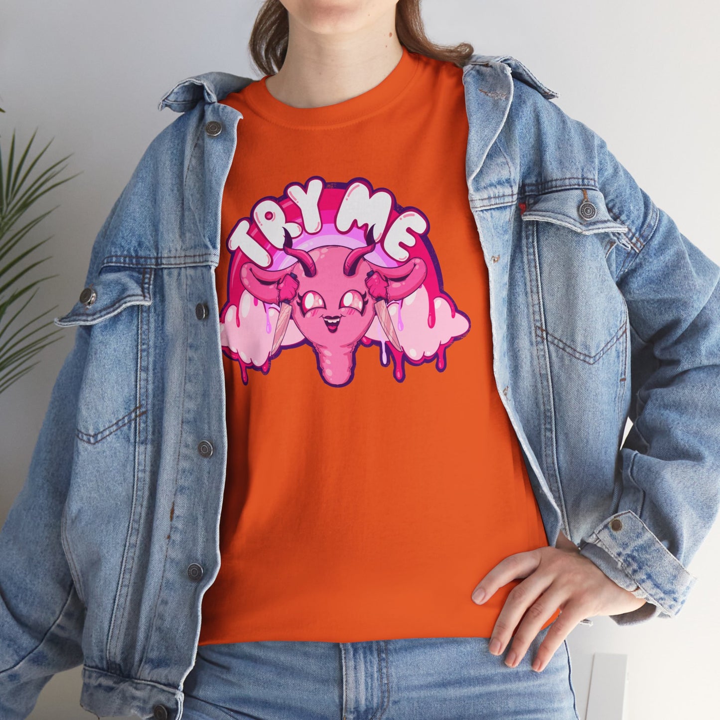 Try Me Uterus Unisex Heavy Cotton Tee