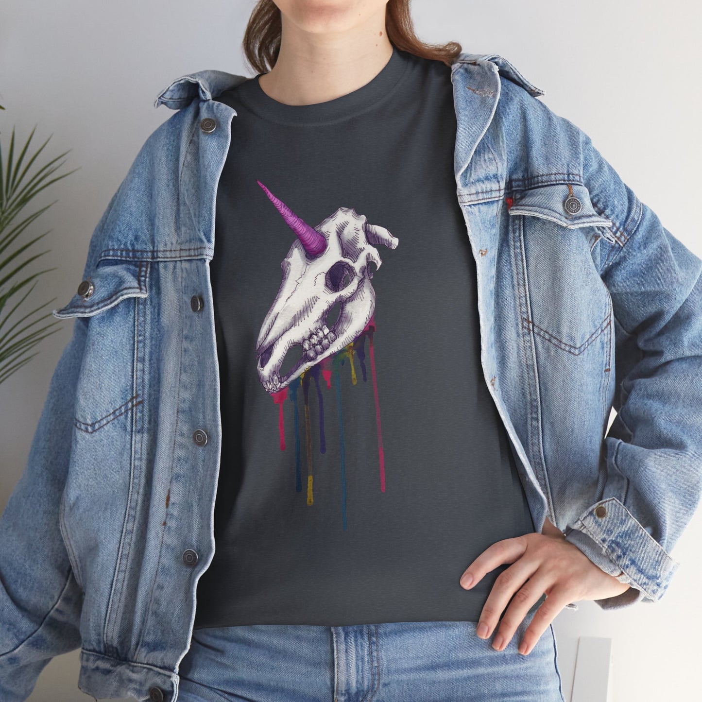 Unicorn Skull Unisex Heavy Cotton Tee