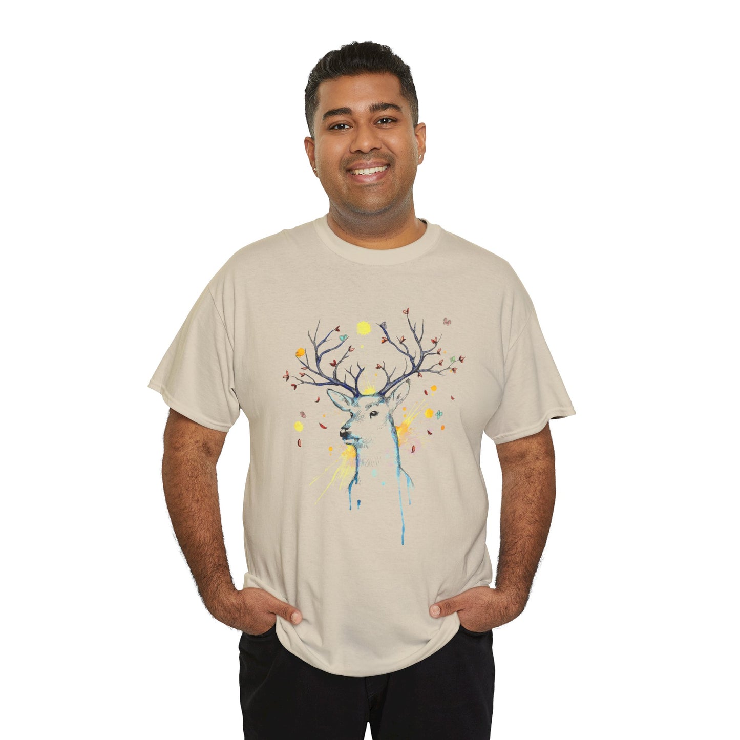 Tree Deer Unisex Heavy Cotton Tee