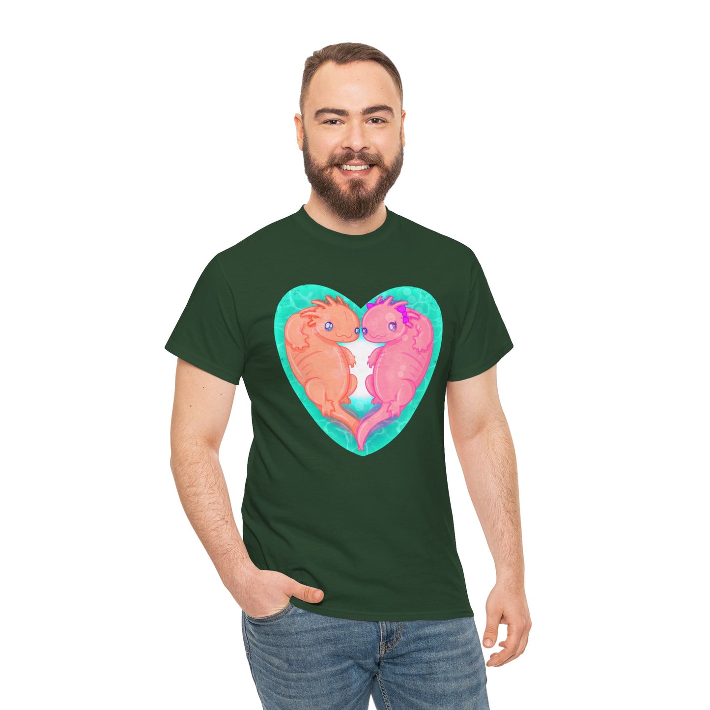 Axolotls In Love Unisex Heavy Cotton Tee