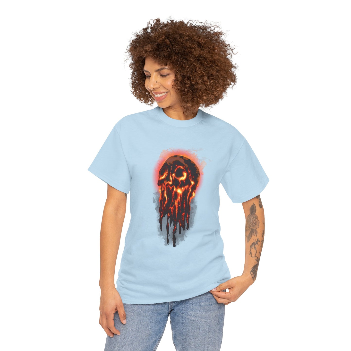 Elemental Skull Fire Unisex Heavy Cotton Tee