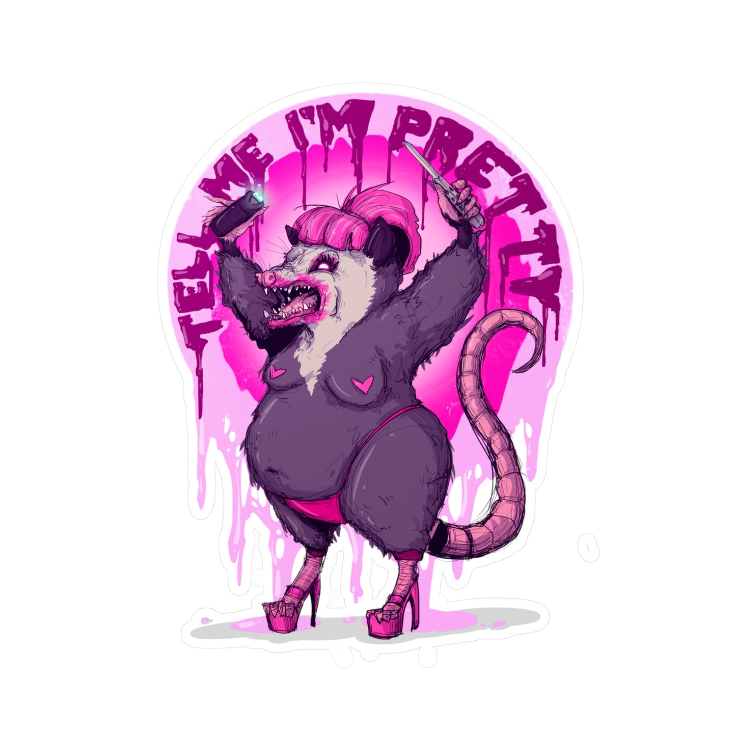 Pretty Opossum Kiss-Cut Vinyl Decal