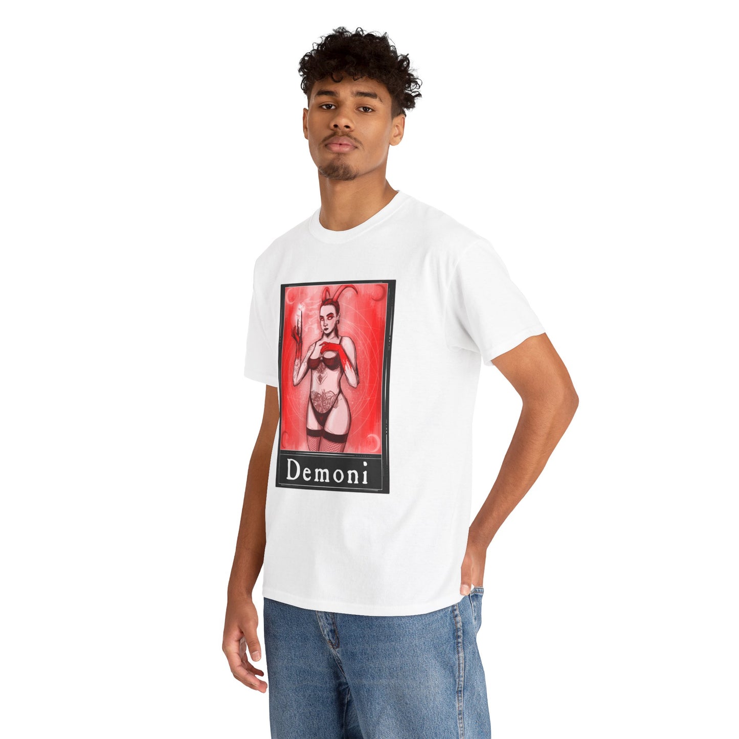 Demoni Tarot (Front & Back Print) Unisex Heavy Cotton Tee
