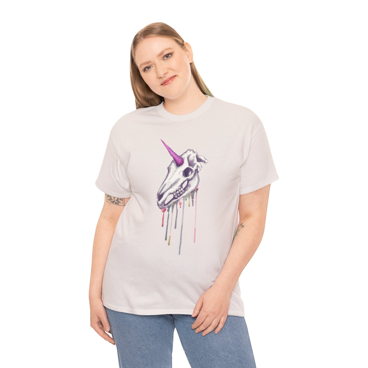 Unicorn Skull Unisex Heavy Cotton Tee