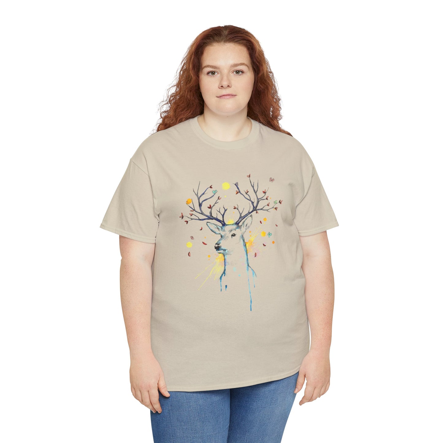 Tree Deer Unisex Heavy Cotton Tee