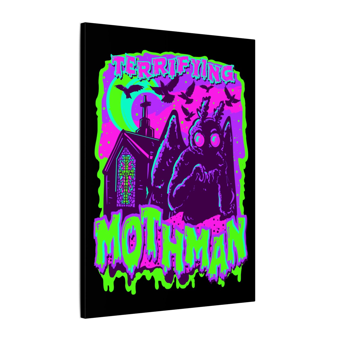 Terrifying Mothman Matte Canvas Stretched