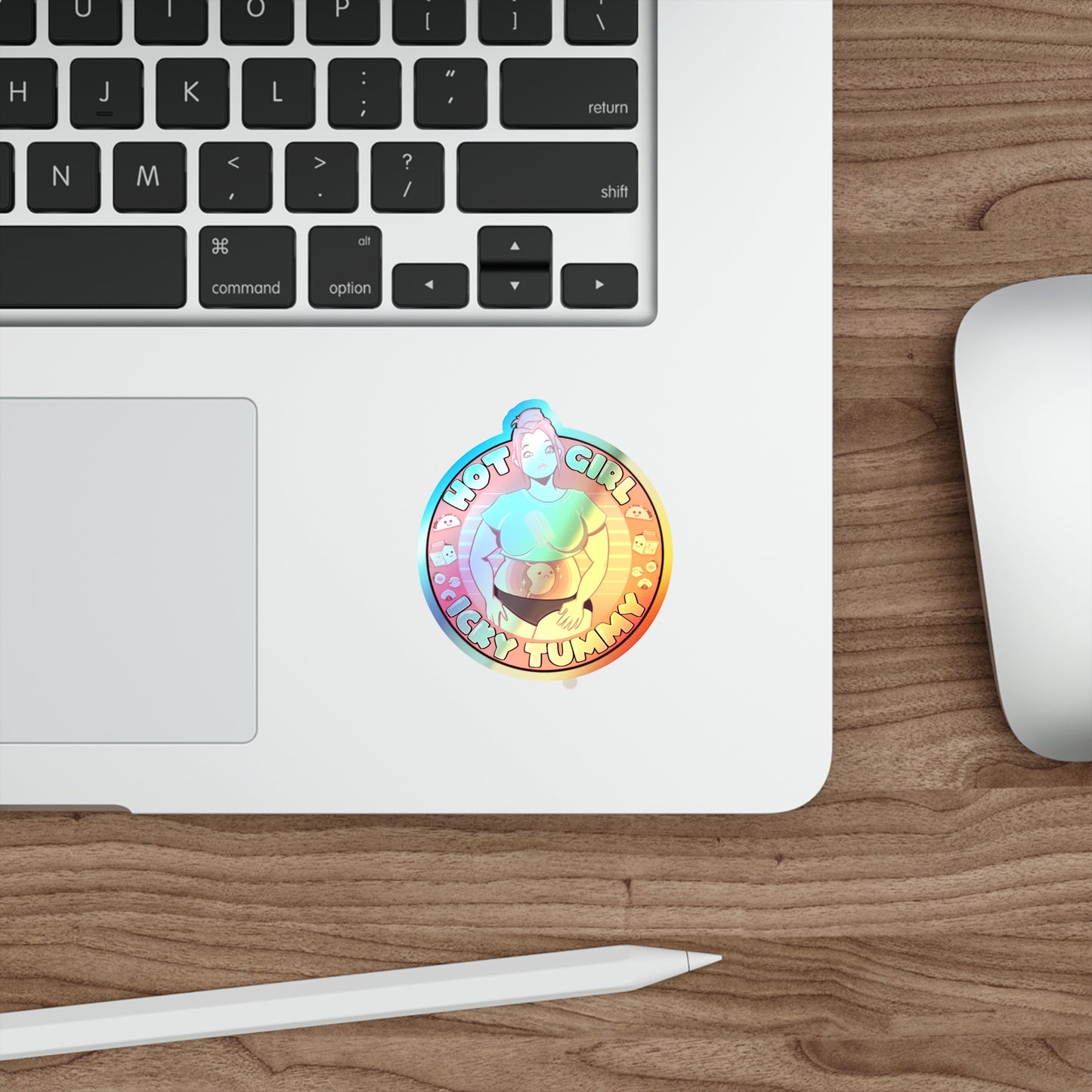 Hot Girl Icky Tummy Holographic Die-cut Stickers
