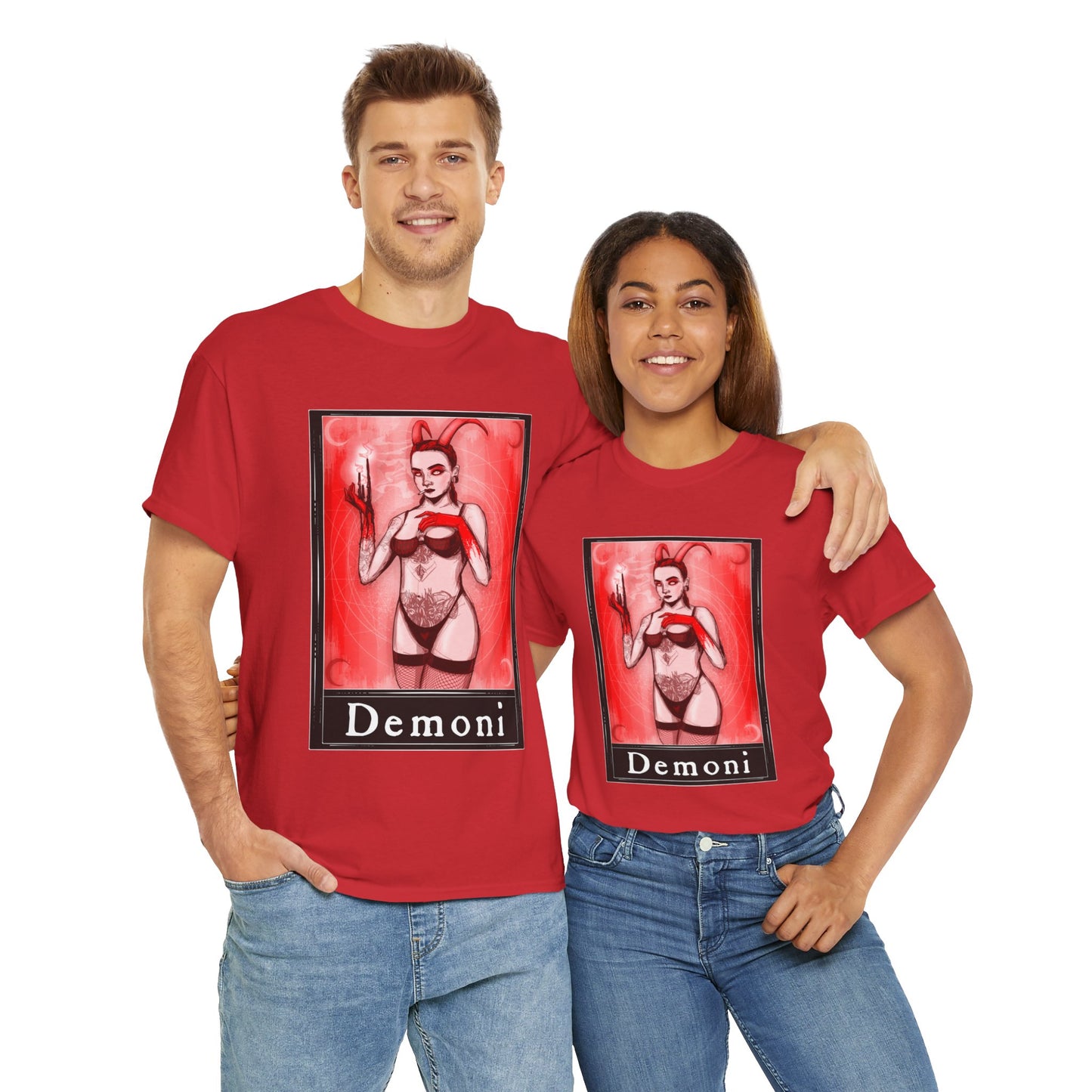 Demoni Tarot (Front & Back Print) Unisex Heavy Cotton Tee