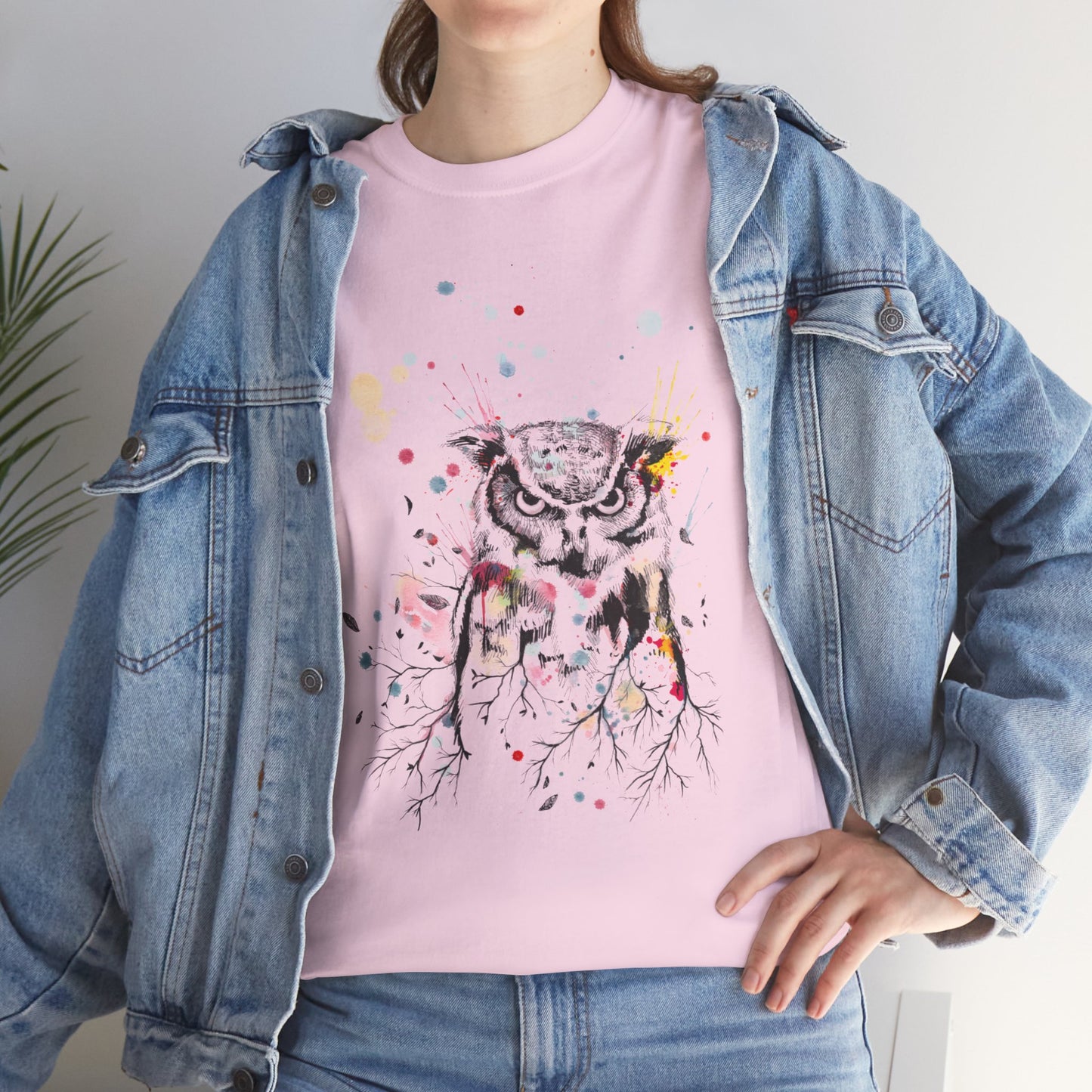 Owl Watercolor Unisex Heavy Cotton Tee