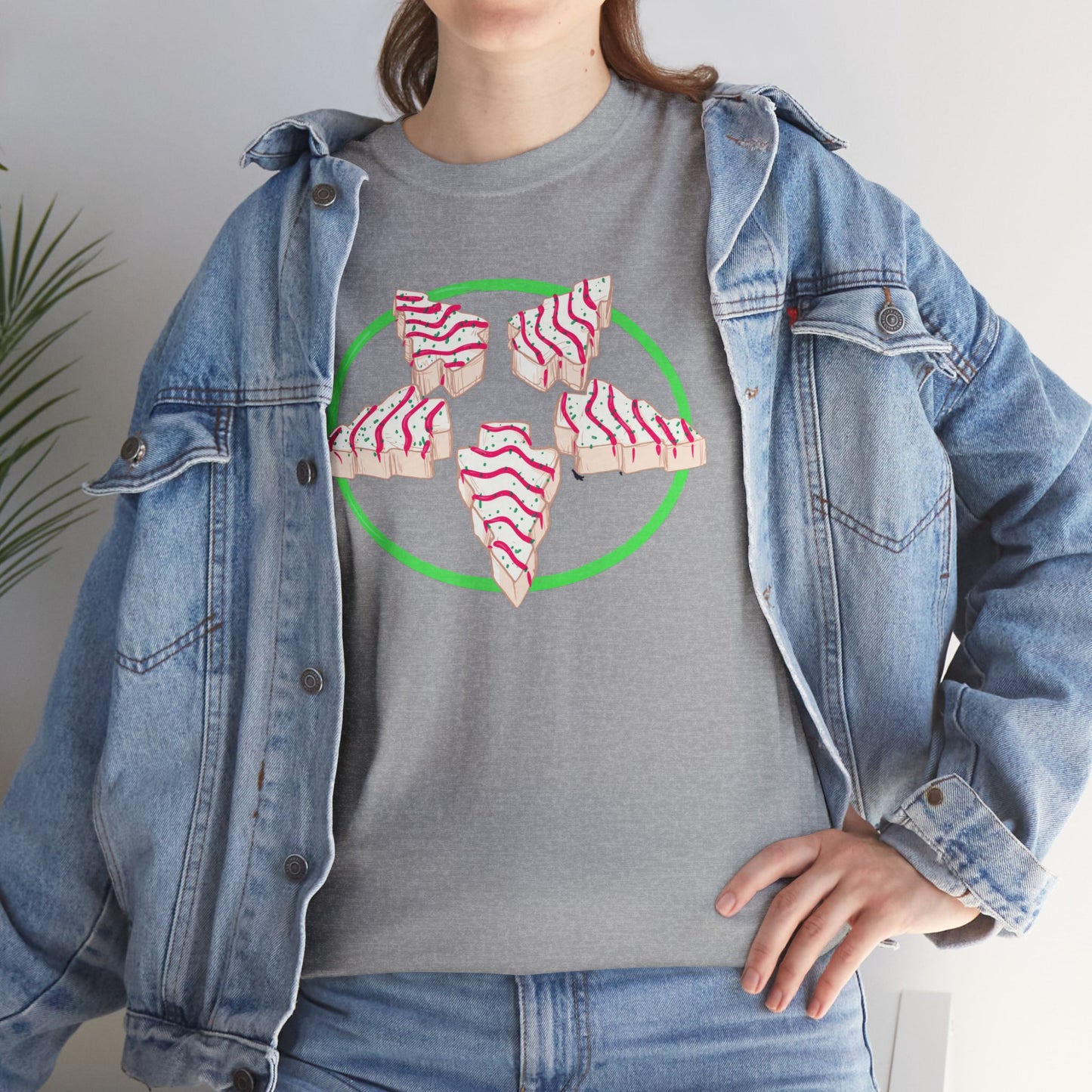Christmas Tree Pentagram Cake Unisex Heavy Cotton Tee