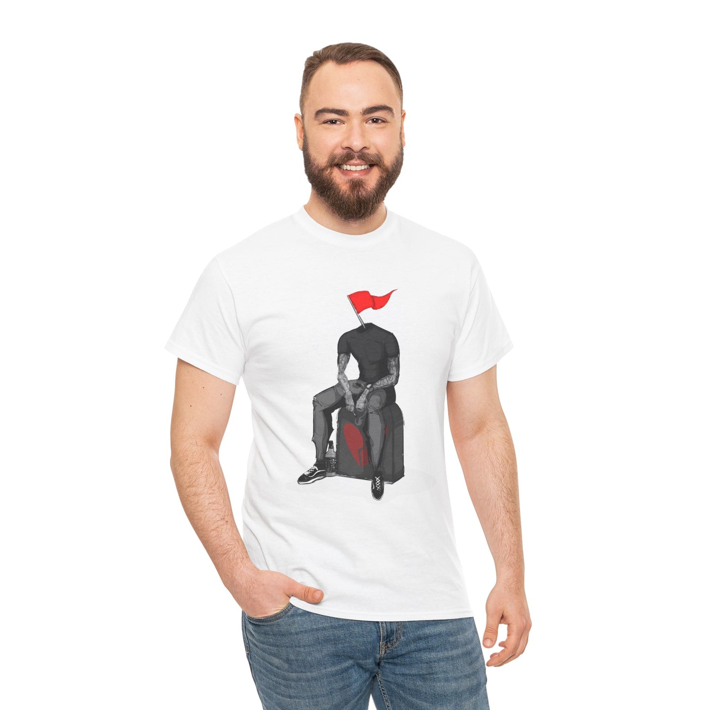 Red Flag Male Unisex Heavy Cotton Tee