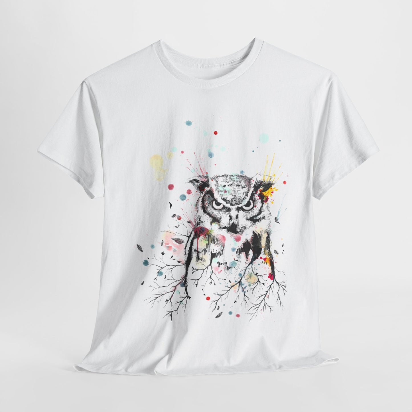 Owl Watercolor Unisex Heavy Cotton Tee
