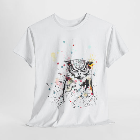 Owl Watercolor Unisex Heavy Cotton Tee