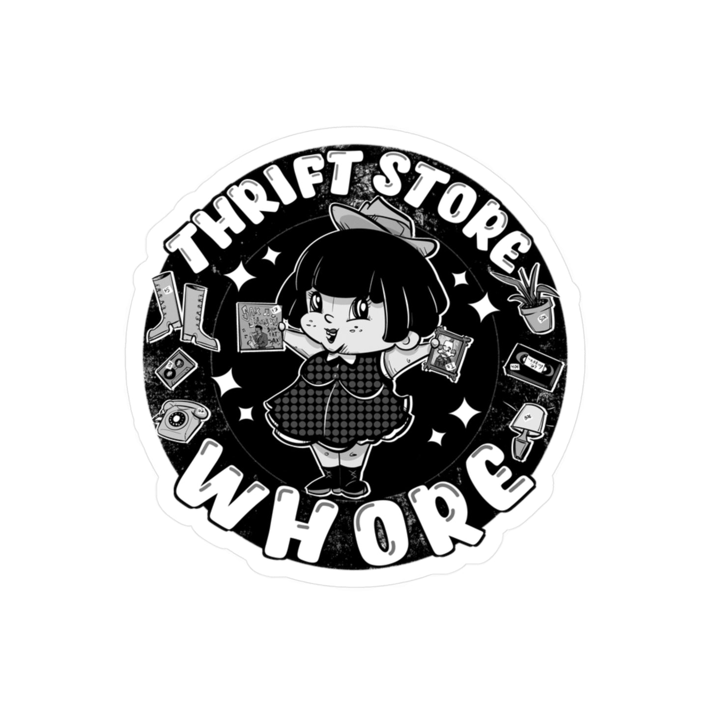 Thrift Store Whore Kiss-Cut Vinyl Decal